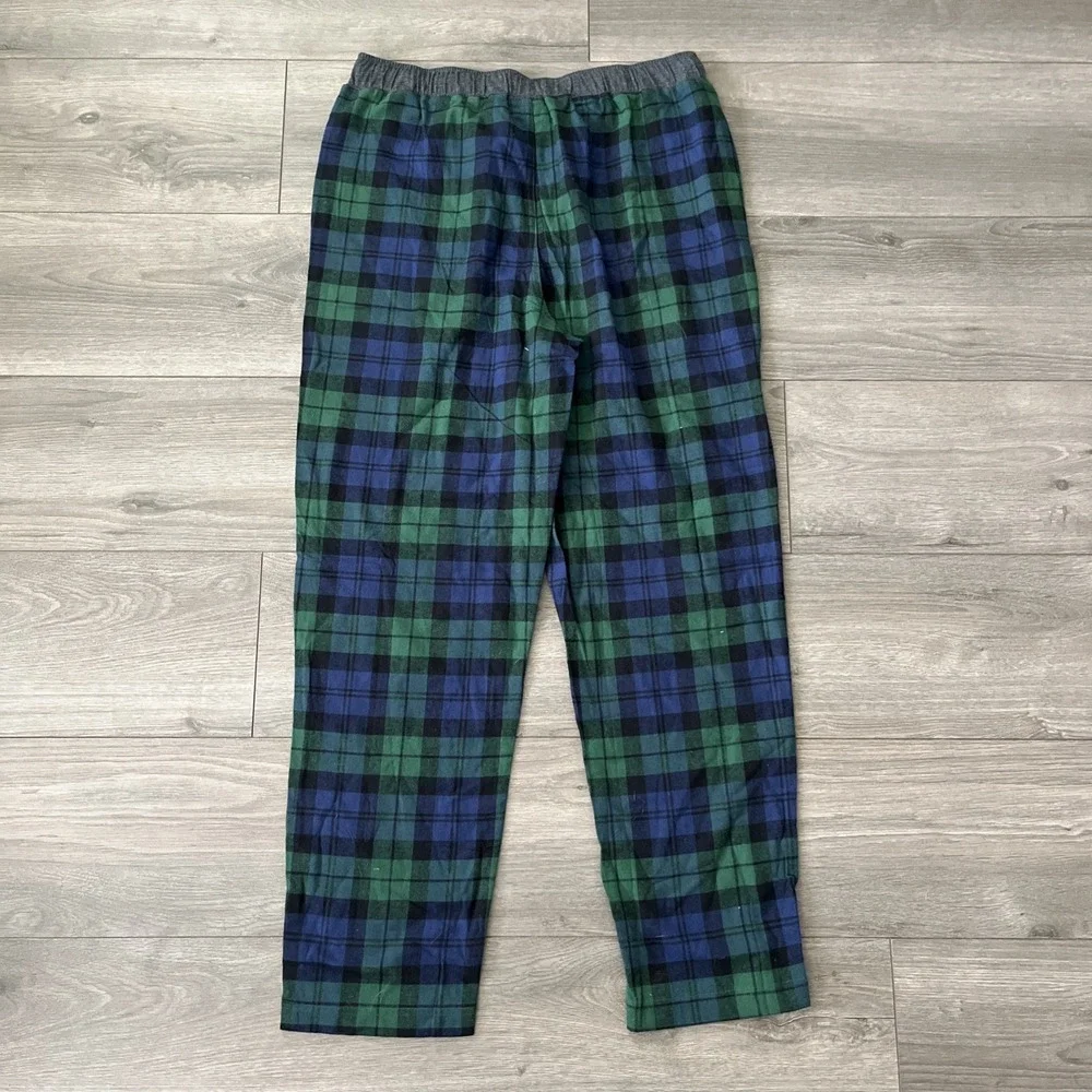 Eddie Bauer Mens M Lounge Pants Blue Green Plaid Drawstring